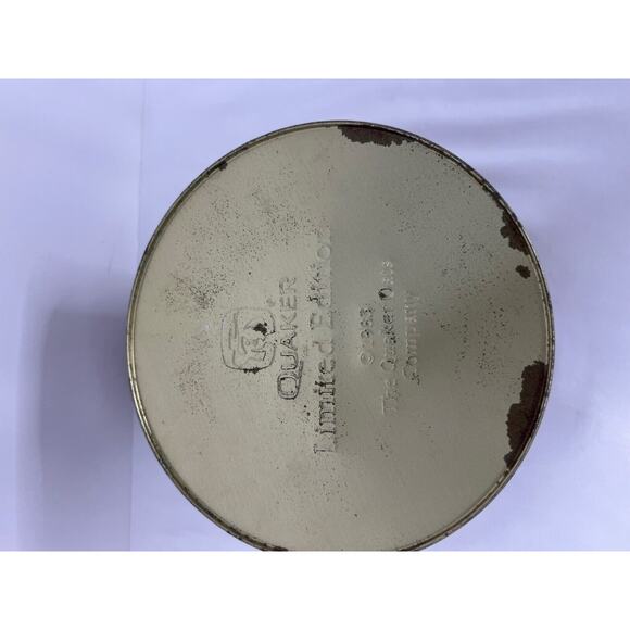 Vintage 1983 Pure Quaker Oats Advertising Tin with Oatmeal Cookie Recipe Empty - Picture 4 of 4